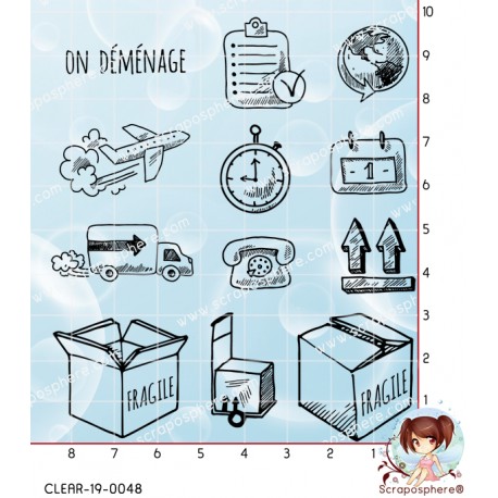 12 TAMPONS TRANSPARENTS DEMENAGEMENT