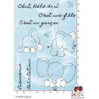 10 TAMPONS TRANSPARENTS ELEPHANT PLANCHE NAISSANCE par JyGram