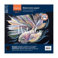 PAPIER AQUARELLE - LISSE - 30,5x30,5cm 300g NOIR - LOT DE 5 FEUILLES