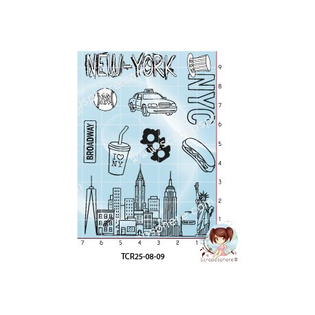 9 TAMPONS TRANSPARENTS NEW YORK par l'Atelier de Caroline {attributes}