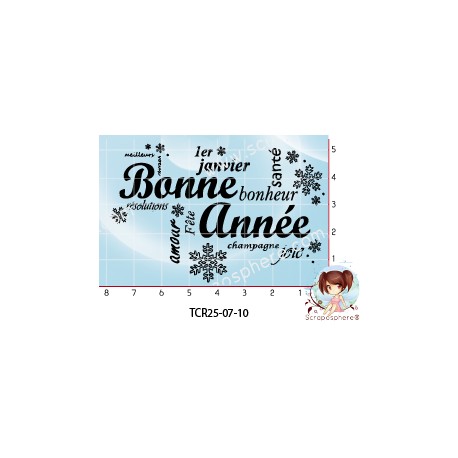 TAMPON TRANSPARENT NUAGE DE MOTS BONNE ANNEE par l'Atelier de Caroline